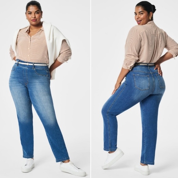 SPANX Pull-On High Waist Straight Leg Ankle Jeans in Vintage Indigo - Picture 1 of 9